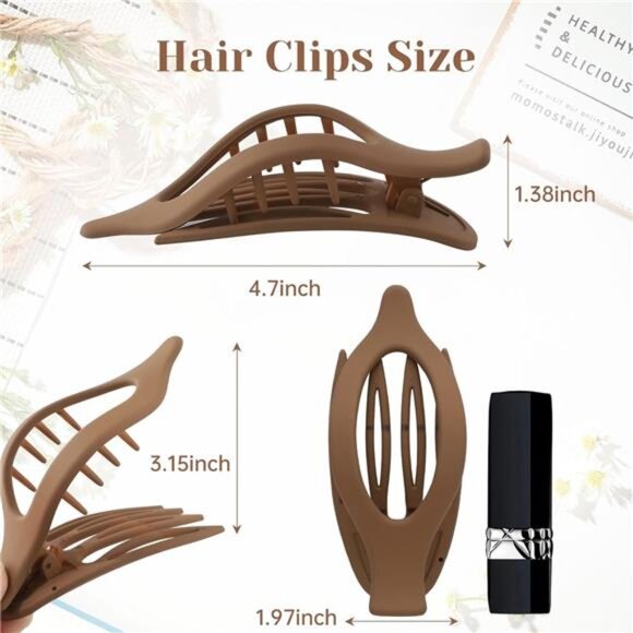 French hair clips set 6pcs side slide volume clips no slip grip for thick thin h - Picture 4 of 7